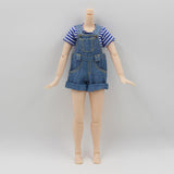 7x 1/6 Blue Stripe T-Shirt Jeans Jumpsuit for Blythe Dolls Clothes Accessories