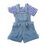 7x 1/6 Blue Stripe T-Shirt Jeans Jumpsuit for Blythe Dolls Clothes Accessories
