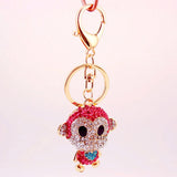 Crystal Keyring Charm Pendant Bag Key Ring Chain Keychain Pink Monkey