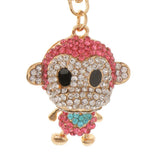 Crystal Keyring Charm Pendant Bag Key Ring Chain Keychain Pink Monkey