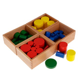 Maxbell Maxbell Beechwood Montessori 4 Sets Knobless Cylinders Kids Childrens Educational Toy