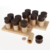 Maxbell Maxbell Wooden Montessori Sensorial Material Scent Holder Box Smelling Bottle Cylinder
