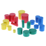 Maxbell Maxbell Beechwood Montessori Knobless Cylinders Blocks Family Set Kids Childrens Early Educational Toys