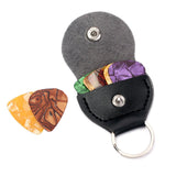 Keyring Guitar Picks Holder Bag Leather-Black