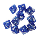 Pack of 10pcs Pearl Blue D10 Ten Sided Game Dice D&D TRPG Games Party Supplies Toys