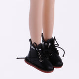 10xPair of Cute PU Leather Boots Shoes Fit for 12'' Blythe Doll Dress Up Black