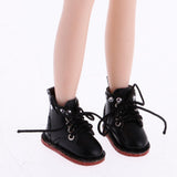 10xPair of Cute PU Leather Boots Shoes Fit for 12'' Blythe Doll Dress Up Black