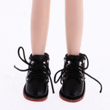 10xPair of Cute PU Leather Boots Shoes Fit for 12'' Blythe Doll Dress Up Black