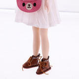 10xPair of Cute PU Leather Boots Shoes Fit for 12'' Blythe Doll Dress Up Brown