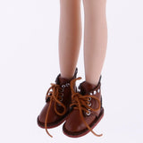 10xPair of Cute PU Leather Boots Shoes Fit for 12'' Blythe Doll Dress Up Brown