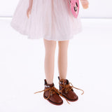 10xPair of Cute PU Leather Boots Shoes Fit for 12'' Blythe Doll Dress Up Brown