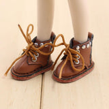 10xPair of Cute PU Leather Boots Shoes Fit for 12'' Blythe Doll Dress Up Brown
