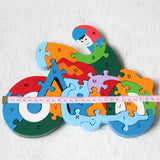 Maxbell Maxbell 26 Pieces Wooden Alphabet Number Jigsaw Puzzle Blocks Kids Preschool Letter A-Z Learning Toy Hand-eye Coordination Toy Motorcycle