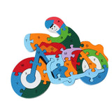 Maxbell Maxbell 26 Pieces Wooden Alphabet Number Jigsaw Puzzle Blocks Kids Preschool Letter A-Z Learning Toy Hand-eye Coordination Toy Motorcycle