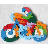 Maxbell Maxbell 26 Pieces Wooden Alphabet Number Jigsaw Puzzle Blocks Kids Preschool Letter A-Z Learning Toy Hand-eye Coordination Toy Motorcycle