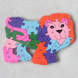 Maxbell Maxbell 26 Pieces Wooden Alphabet Puzzle Number Animal Jigsaw Kid Preschool Educational Building Blocks Toy Lion