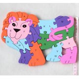 Maxbell Maxbell 26 Pieces Wooden Alphabet Puzzle Number Animal Jigsaw Kid Preschool Educational Building Blocks Toy Lion