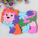 Maxbell Maxbell 26 Pieces Wooden Alphabet Puzzle Number Animal Jigsaw Kid Preschool Educational Building Blocks Toy Lion