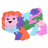 Maxbell Maxbell 26 Pieces Wooden Alphabet Puzzle Number Animal Jigsaw Kid Preschool Educational Building Blocks Toy Lion