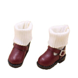 8xFashion PU Leather  Boots Shoes for 12'' Blythe Doll Clothes Maroon