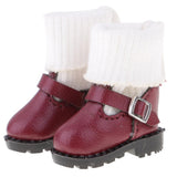 8xFashion PU Leather  Boots Shoes for 12'' Blythe Doll Clothes Maroon