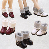 8xFashion PU Leather  Boots Shoes for 12'' Blythe Doll Clothes Maroon