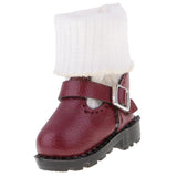 8xFashion PU Leather  Boots Shoes for 12'' Blythe Doll Clothes Maroon
