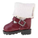 8xFashion PU Leather  Boots Shoes for 12'' Blythe Doll Clothes Maroon