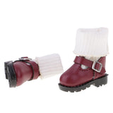 8xFashion PU Leather  Boots Shoes for 12'' Blythe Doll Clothes Maroon
