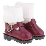 8xFashion PU Leather  Boots Shoes for 12'' Blythe Doll Clothes Maroon
