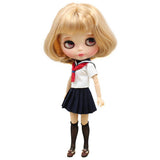 Maxbell Natural Skin Nude Body and Cute School Uniform Clothes for 1/6 Blythe Doll