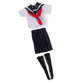 Maxbell Natural Skin Nude Body and Cute School Uniform Clothes for 1/6 Blythe Doll