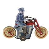 Vintage Policeman Riding Motorcycle Clockwork Tin Toy Collectible Gift with Wind-Up Key