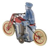 Vintage Policeman Riding Motorcycle Clockwork Tin Toy Collectible Gift with Wind-Up Key