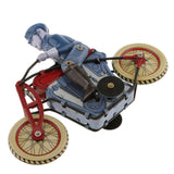 Vintage Policeman Riding Motorcycle Clockwork Tin Toy Collectible Gift with Wind-Up Key