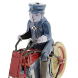 Vintage Policeman Riding Motorcycle Clockwork Tin Toy Collectible Gift with Wind-Up Key