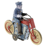 Vintage Policeman Riding Motorcycle Clockwork Tin Toy Collectible Gift with Wind-Up Key