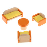 Maxbell Kids Pretend Role Play Wooden Toy Dollhouse Furniture + Family Members Set