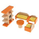 Maxbell Kids Pretend Role Play Wooden Toy Dollhouse Furniture + Family Members Set
