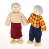 Maxbell Kids Pretend Role Play Wooden Toy Dollhouse Furniture + Family Members Set