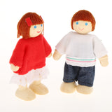 Maxbell Kids Pretend Role Play Wooden Toy Dollhouse Furniture + Family Members Set