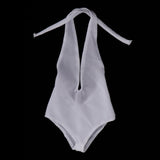 9x1/6 Halter Romper Jumpsuit Bikini for 12'' Female Action Figure Body White