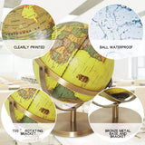 Maxbell Maxbell 25cm ABS Geographical 720° Rotating World Map Ocean Globe Desktop Decor Teaching Aid Yellow