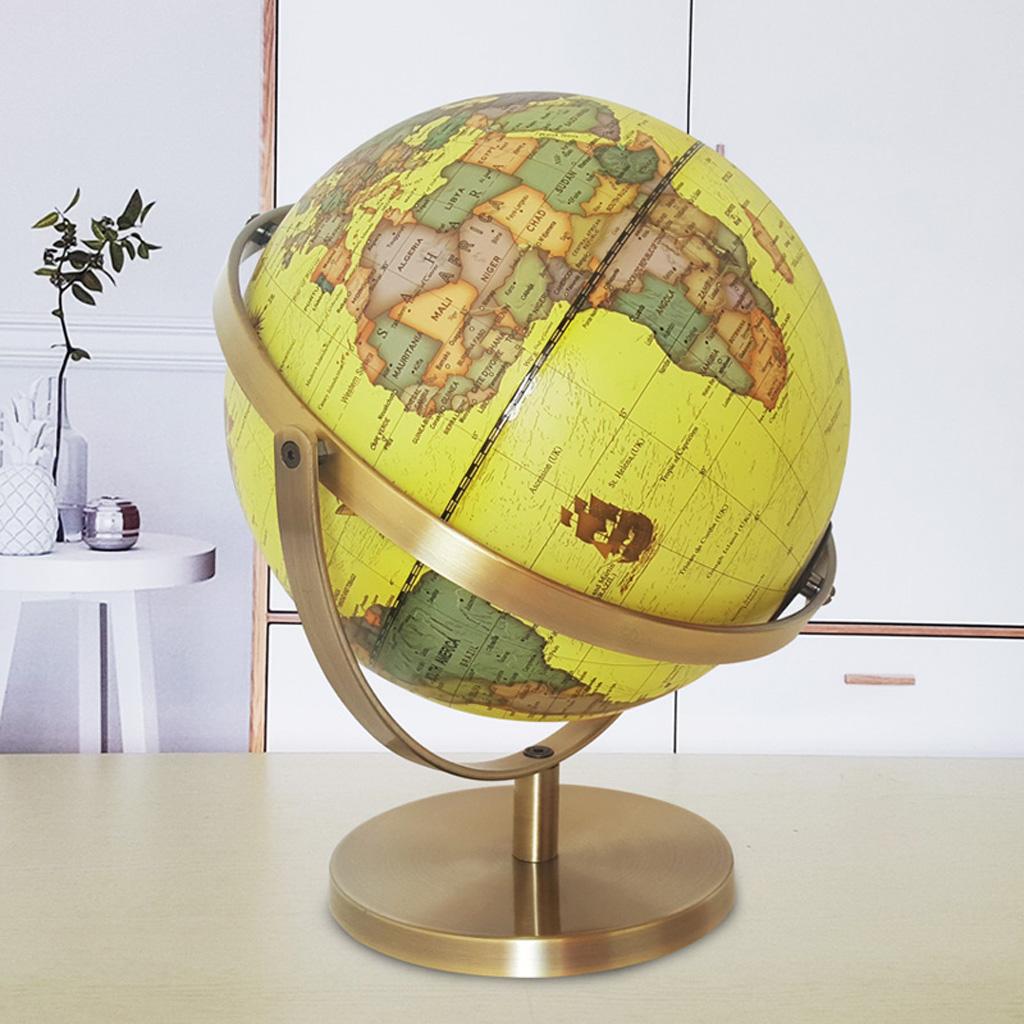 Maxbell Maxbell 25cm ABS Geographical 720° Rotating World Map Ocean Globe Desktop Decor Teaching Aid Yellow