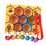 Maxbell Montessori Bee Cliping Box Set Rainbow Stacking Blocks Kids Wooden Toy