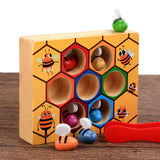 Maxbell Montessori Bee Cliping Box Set Rainbow Stacking Blocks Kids Wooden Toy