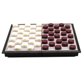 Magnetic Chessboard Portable Foldable Checkers Draughts White & Brown Chessman Set Competition Toys Playset