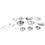 16 Pieces Metal Silver Mini Kitchen Cookware Utensil Simulation Chef Toy Kids Preschool Cooking Play Tool Set Kids Gift