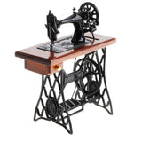 1/10th Mini Vintage Desktop Sewing Machine Mechanism Diecast Vehicle Model Playset Toy Ornament Brown