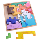 Maxbell Maxbell Kids Baby Wooden Animal Geometry Shapes Building Blocks Board Puzzle Early Cognition Learning Educational Stacking Matching Toy